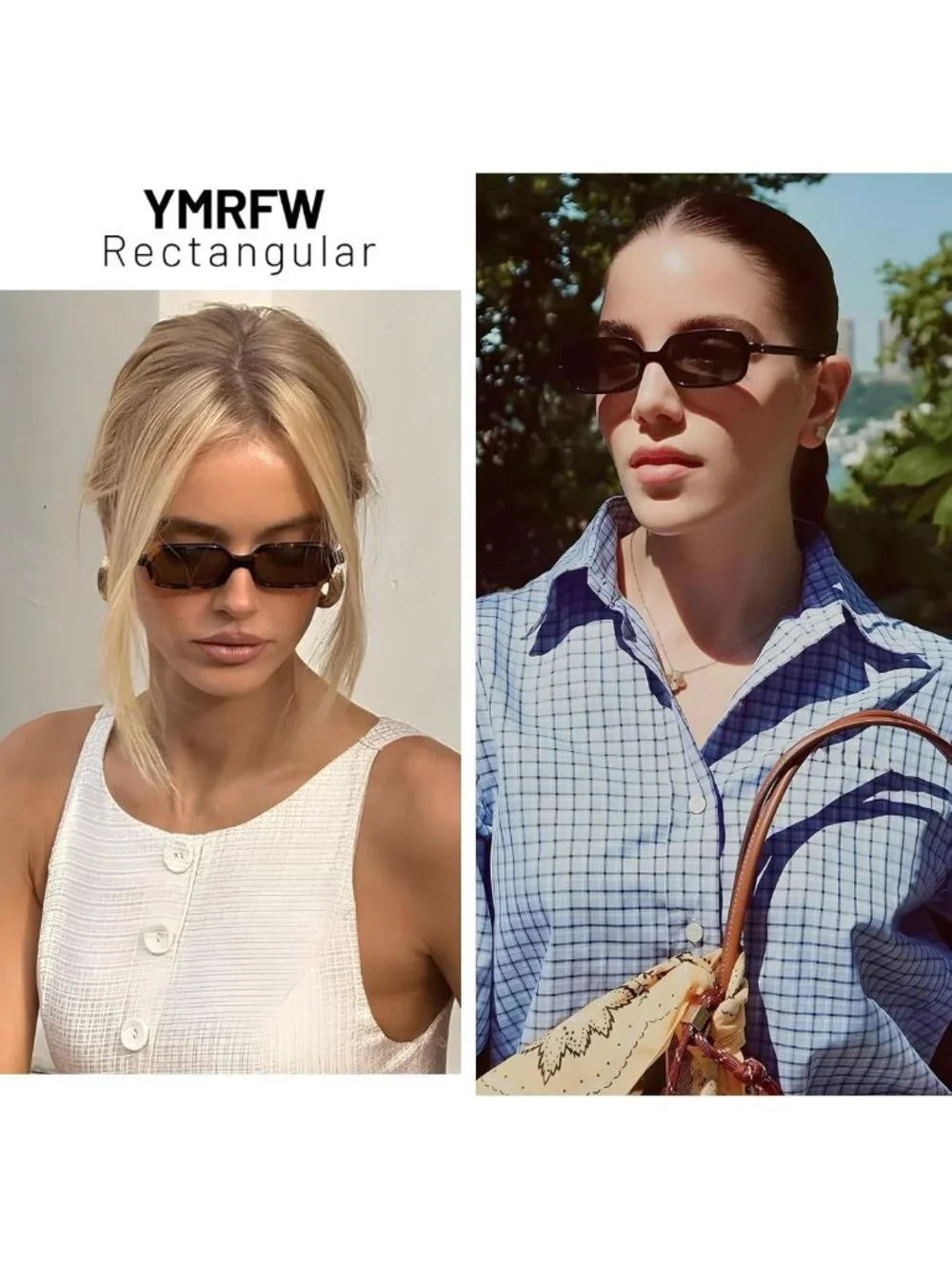 Trendy 90s Retro Rectangular Sunglasses for Women - UV Protection, Small Square